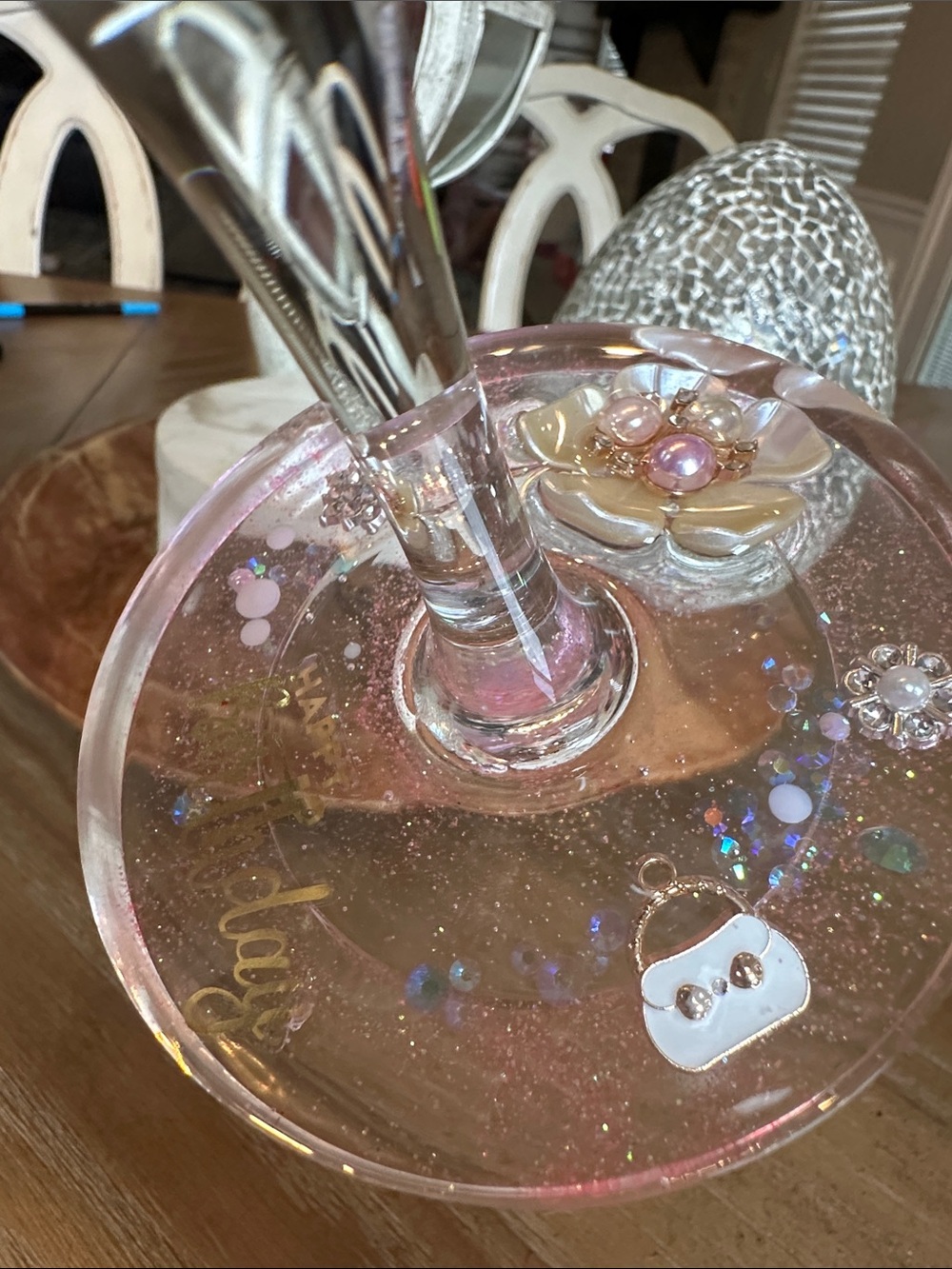 🎉Birthday🎉Glass Champagne Flute gel wax candle-vanilla coconut - Picture 6 of 8